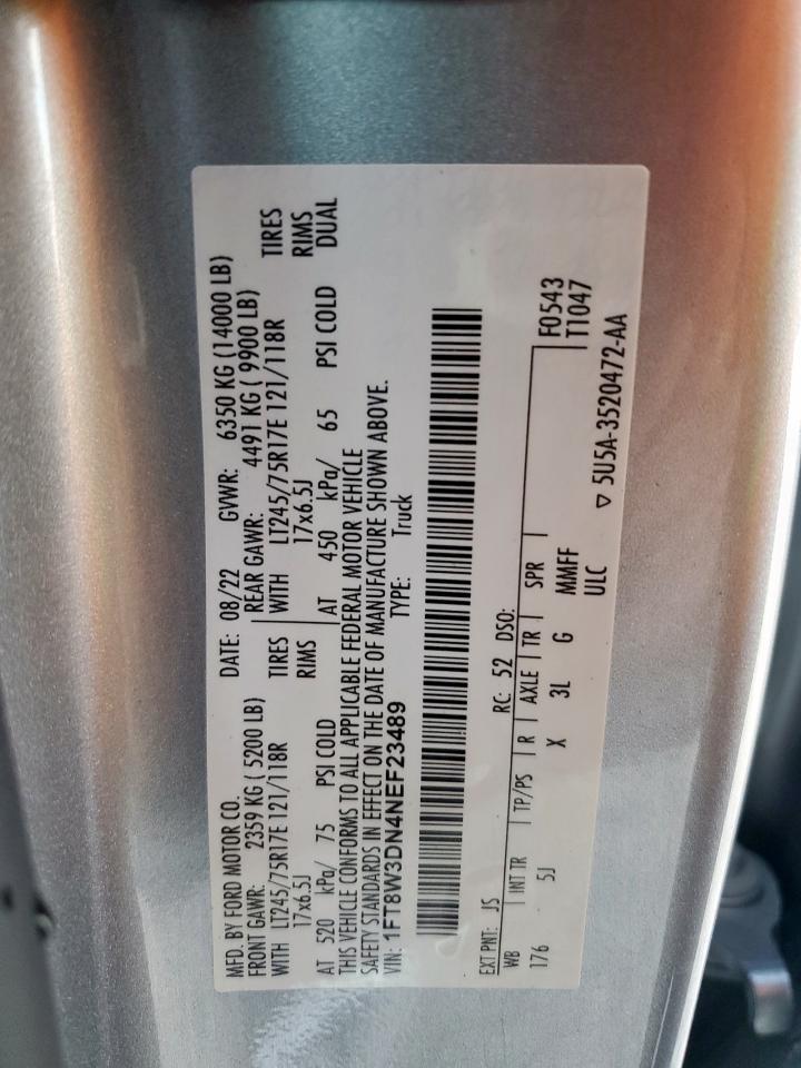 2022 Ford F350 Super Duty VIN: 1FT8W3DN4NEF23489 Lot: 84257815