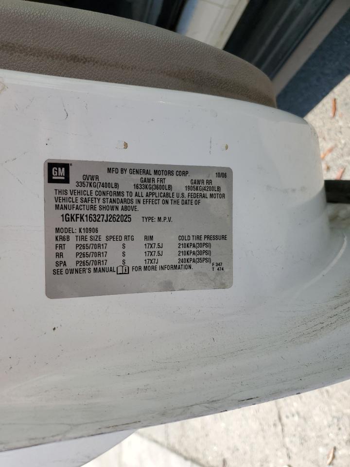 2007 GMC Yukon Xl K1500 VIN: 1GKFK16327J262025 Lot: 69991535