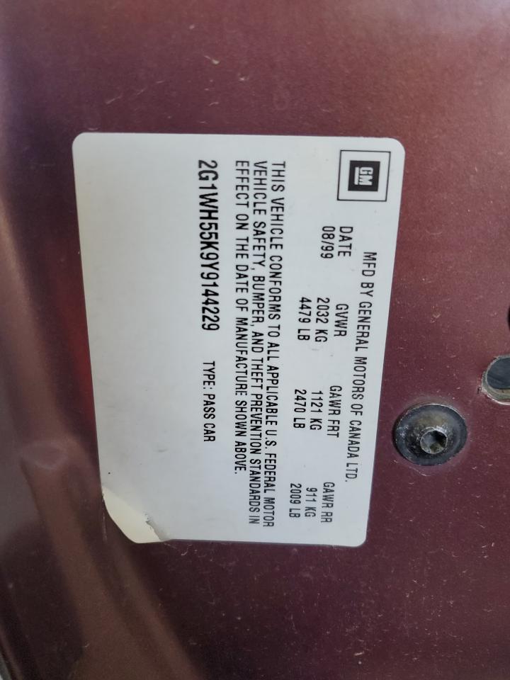 2000 Chevrolet Impala Ls VIN: 2G1WH55K9Y9144229 Lot: 81163425