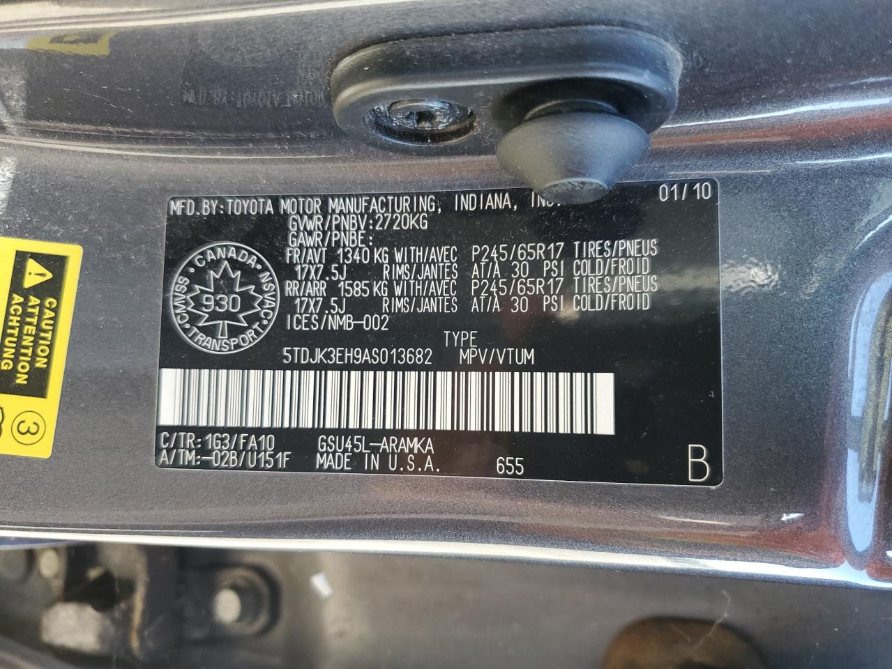 2010 Toyota Highlander Se VIN: 5TDJK3EH9AS013682 Lot: 81937005