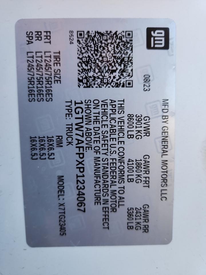 2023 GMC Savana G2500 VIN: 1GTW7AFPXP1234067 Lot: 81472195