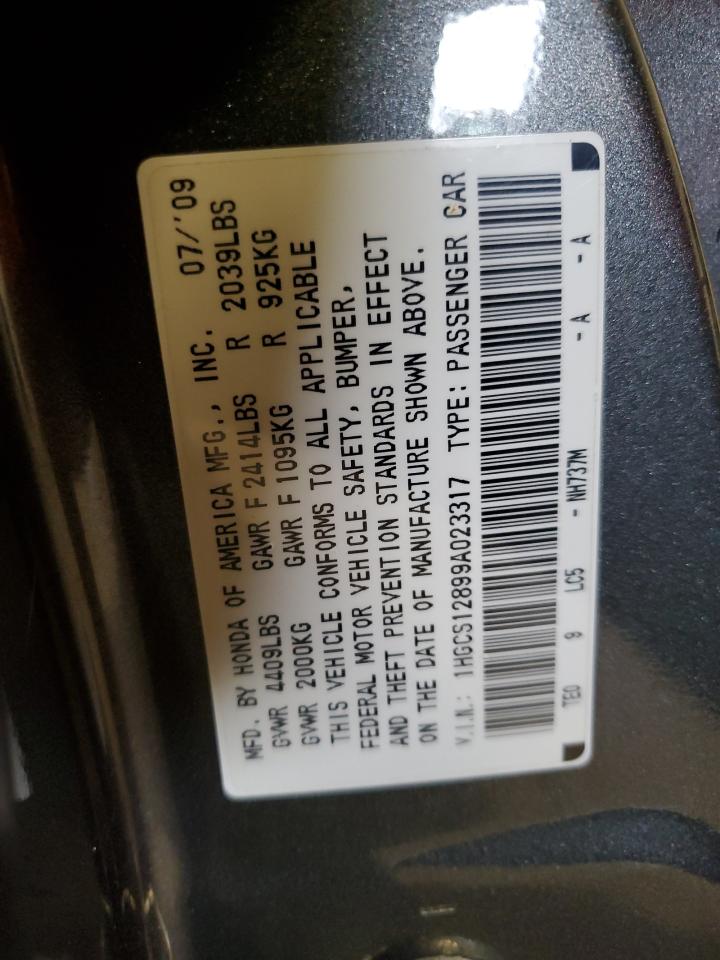 2009 Honda Accord Exl VIN: 1HGCS12899A023317 Lot: 84562365