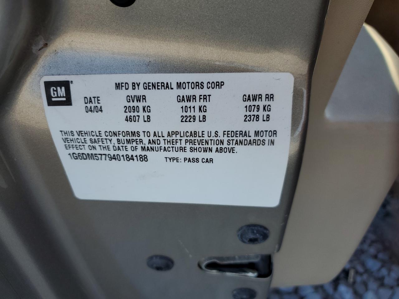 2004 Cadillac Cts VIN: 1G6DM577940184188 Lot: 81516625