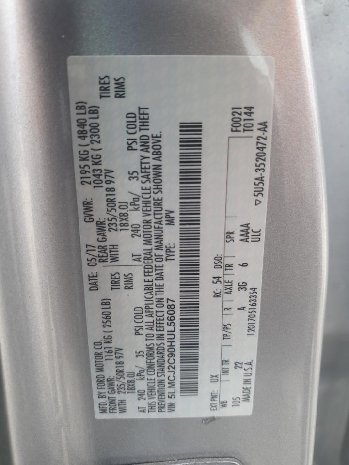 2017 Lincoln Mkc Select VIN: 5LMCJ2C90HUL56087 Lot: 82145205