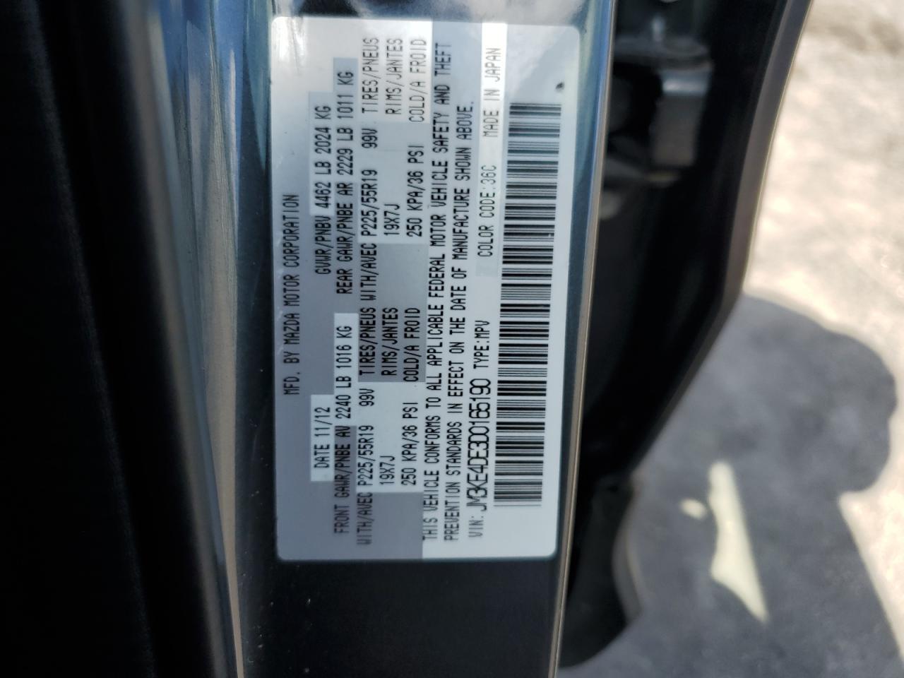 2013 Mazda Cx-5 Gt VIN: JM3KE4DE3D0165190 Lot: 80802415