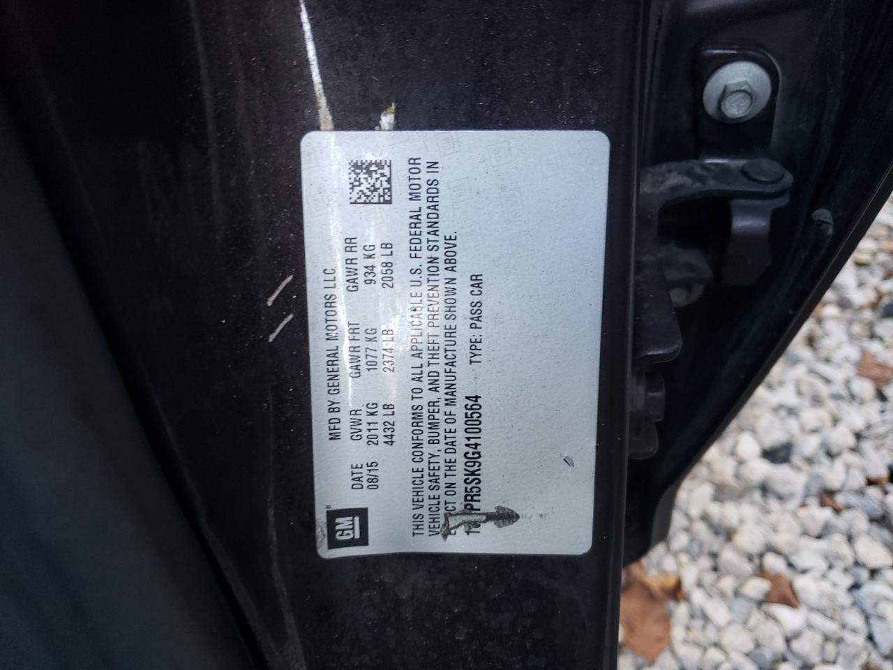 2016 Buick Verano Convenience VIN: 1G4PR5SK9G4100564 Lot: 81816245