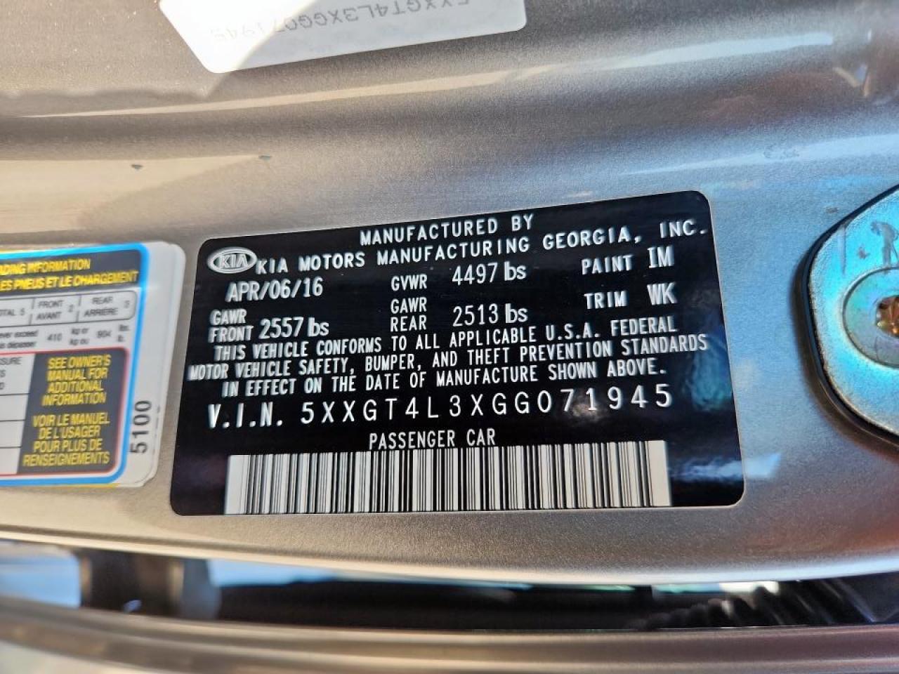 2016 Kia Optima Lx VIN: 5XXGT4L3XGG071945 Lot: 71237725