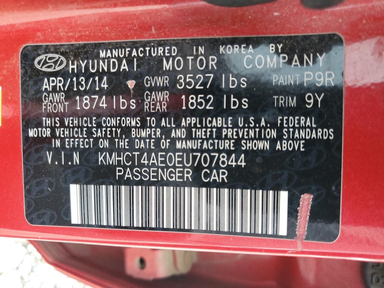 2014 Hyundai Accent Gls VIN: KMHCT4AE0EU707844 Lot: 81399485