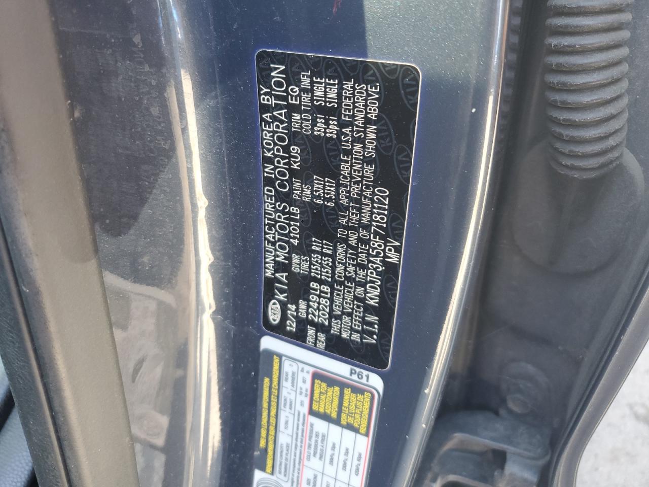 2015 Kia Soul + VIN: KNDJP3A58F7181120 Lot: 71080425