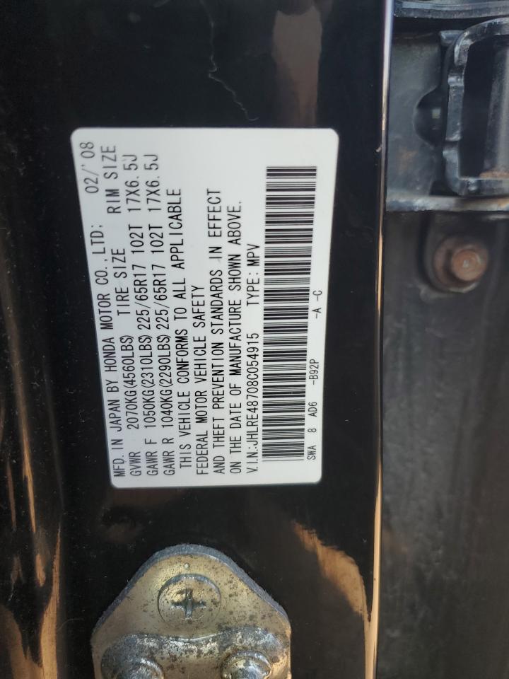 2008 Honda Cr-V Exl VIN: JHLRE48708C054915 Lot: 71436095