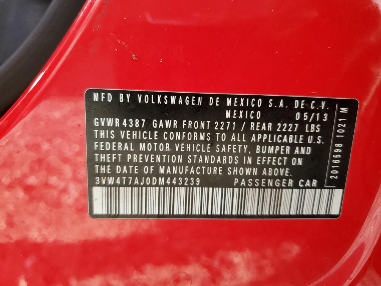 2013 Volkswagen Jetta Gli VIN: 3VW4T7AJ0DM443239 Lot: 83802425