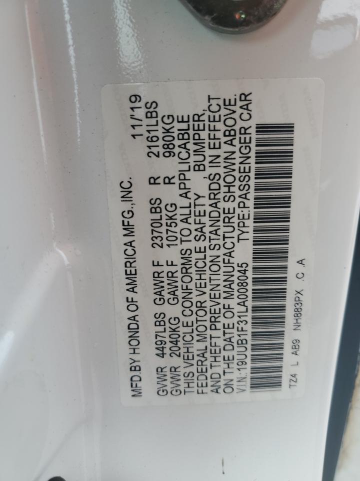 2020 Acura Tlx VIN: 19UUB1F31LA008045 Lot: 81567375