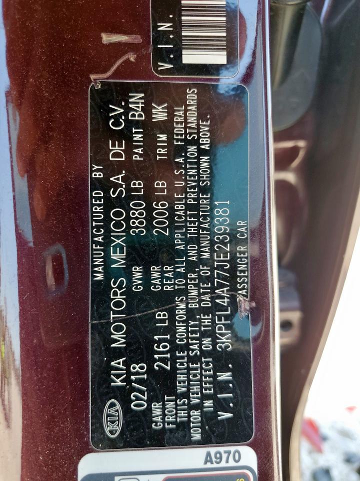 2018 Kia Forte Lx VIN: 3KPFL4A77JE239381 Lot: 71428705
