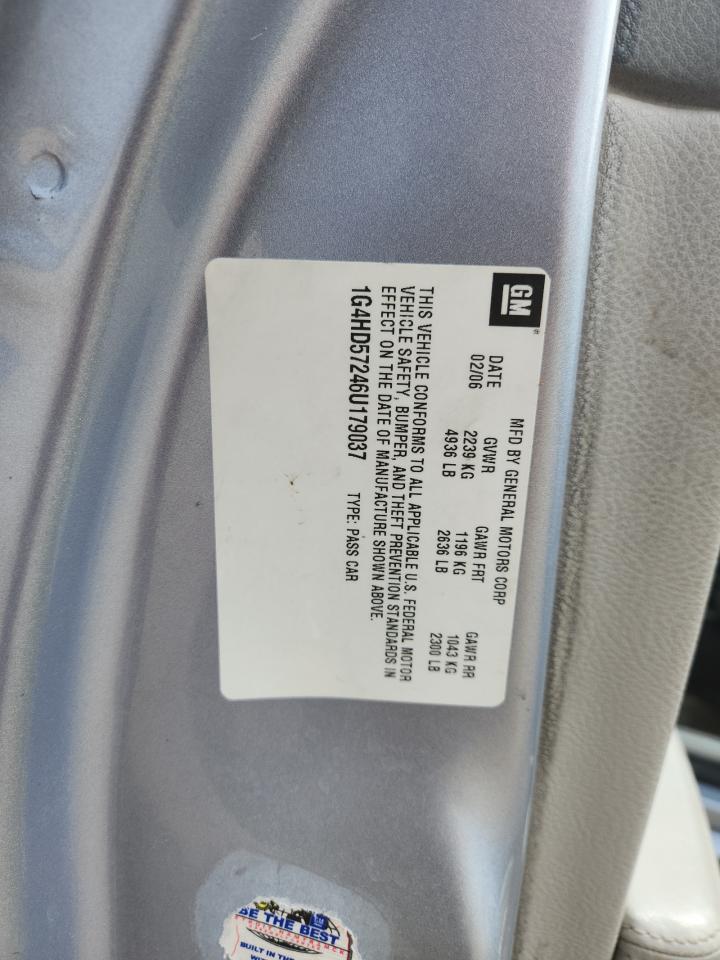 2006 Buick Lucerne Cxl VIN: 1G4HD57246U179037 Lot: 84806725