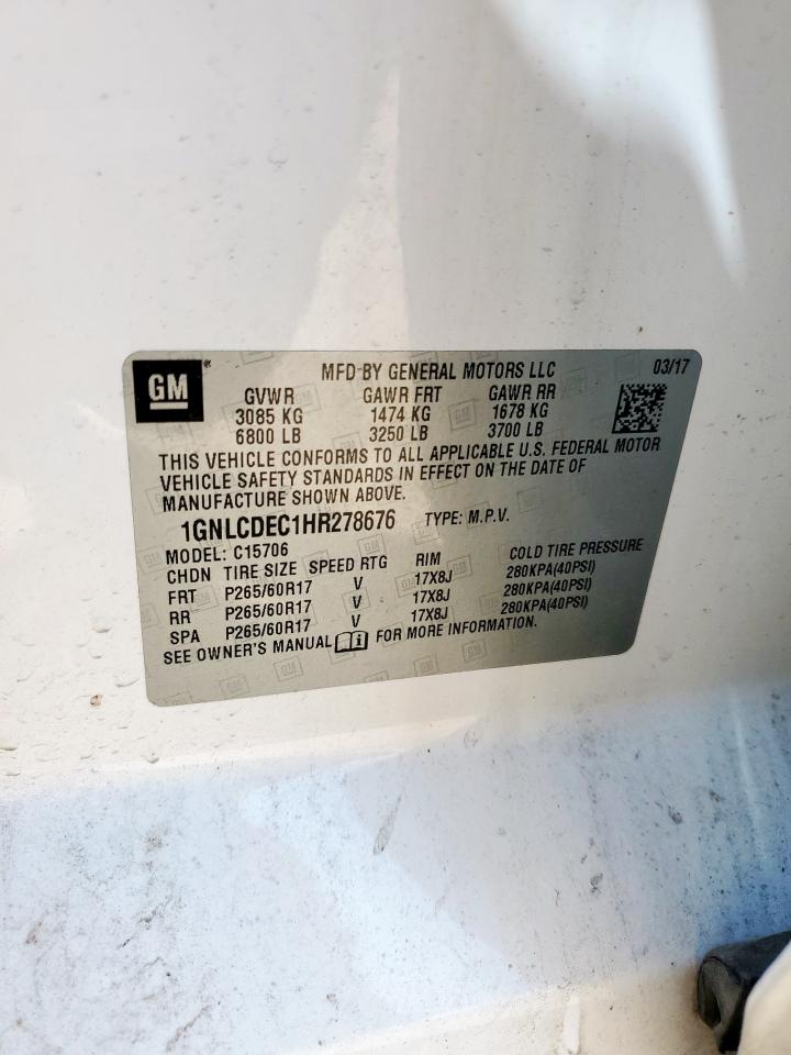 2017 Chevrolet Tahoe Police VIN: 1GNLCDEC1HR278676 Lot: 80691695