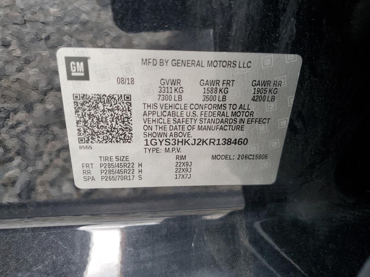 2019 Cadillac Escalade Esv Luxury VIN: 1GYS3HKJ2KR138460 Lot: 81720305