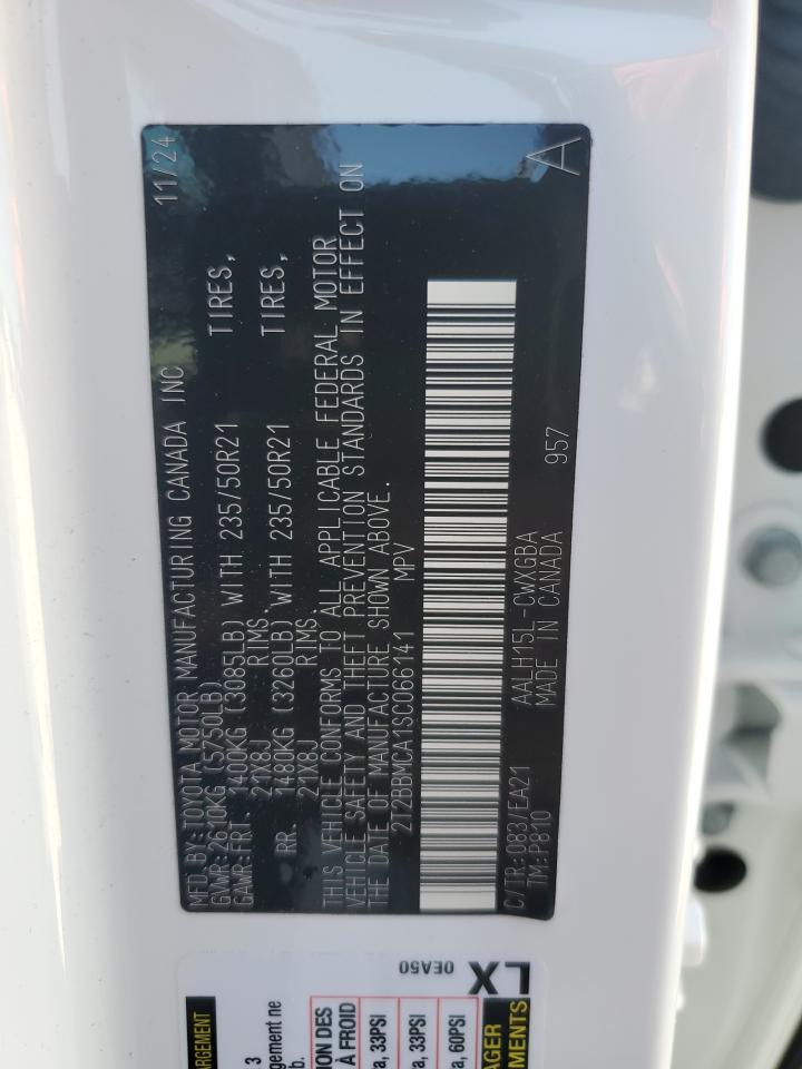 2025 Lexus Rx 350H Base VIN: 2T2BBMCA1SC066141 Lot: 72010225