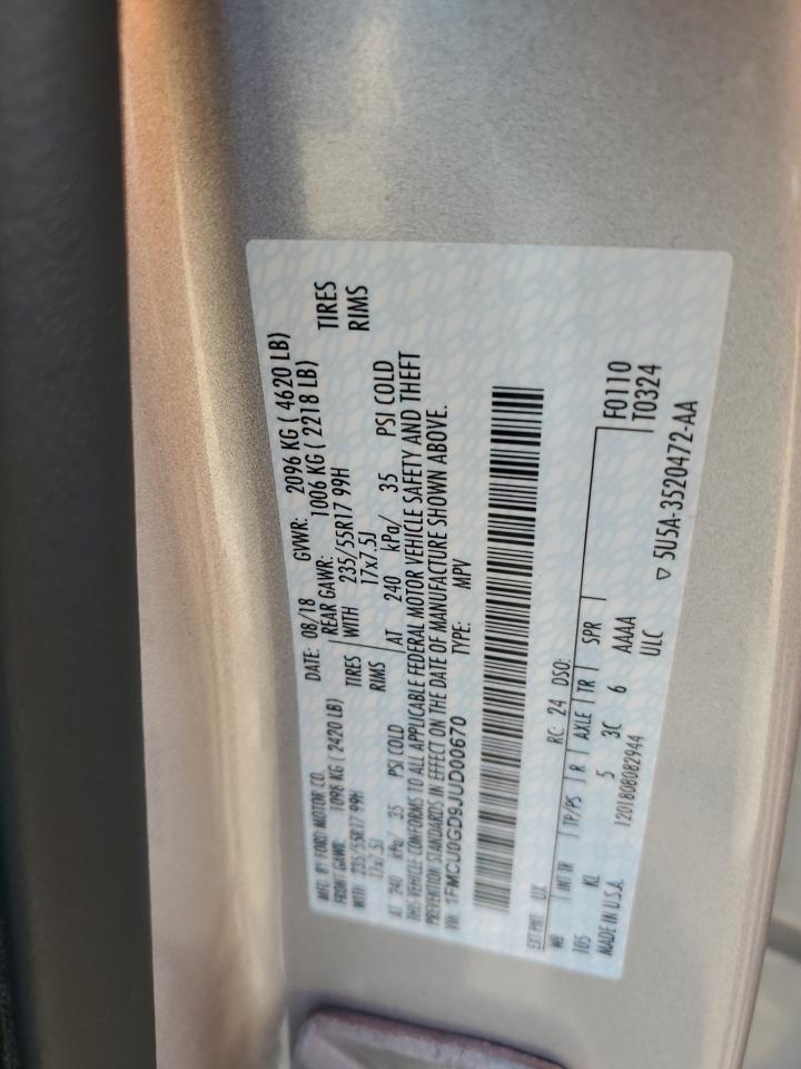 2018 Ford Escape Se VIN: 1FMCU0GD9JUD00670 Lot: 81390725