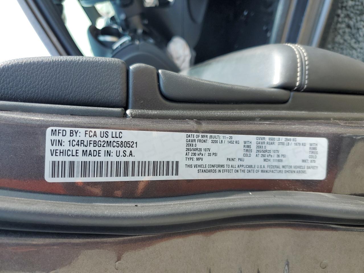 2021 Jeep Grand Cherokee Limited VIN: 1C4RJFBG2MC580521 Lot: 71565465