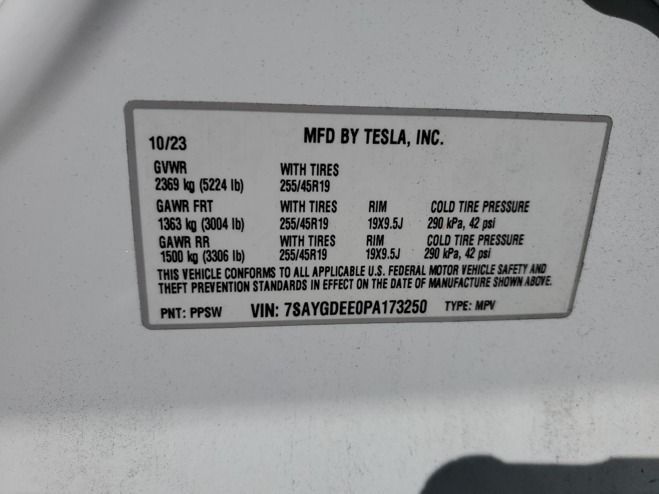 2023 Tesla Model Y VIN: 7SAYGDEE0PA173250 Lot: 80202815