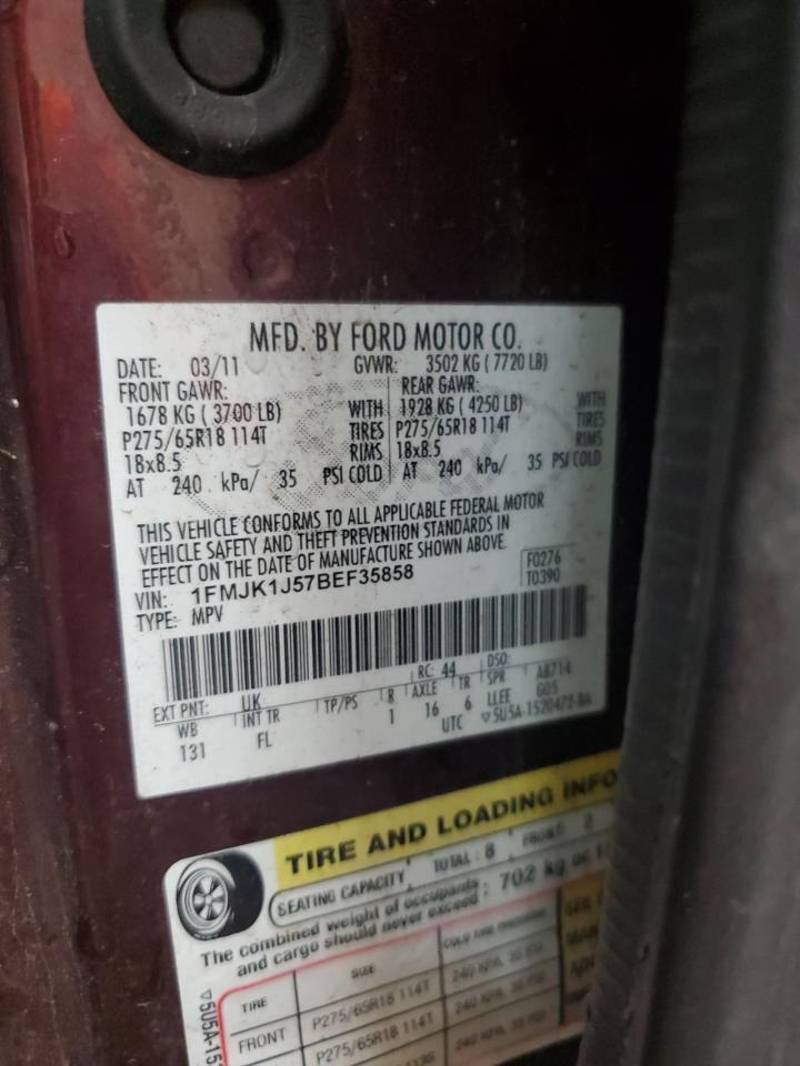 2011 Ford Expedition El Xlt VIN: 1FMJK1J57BEF35858 Lot: 80635355