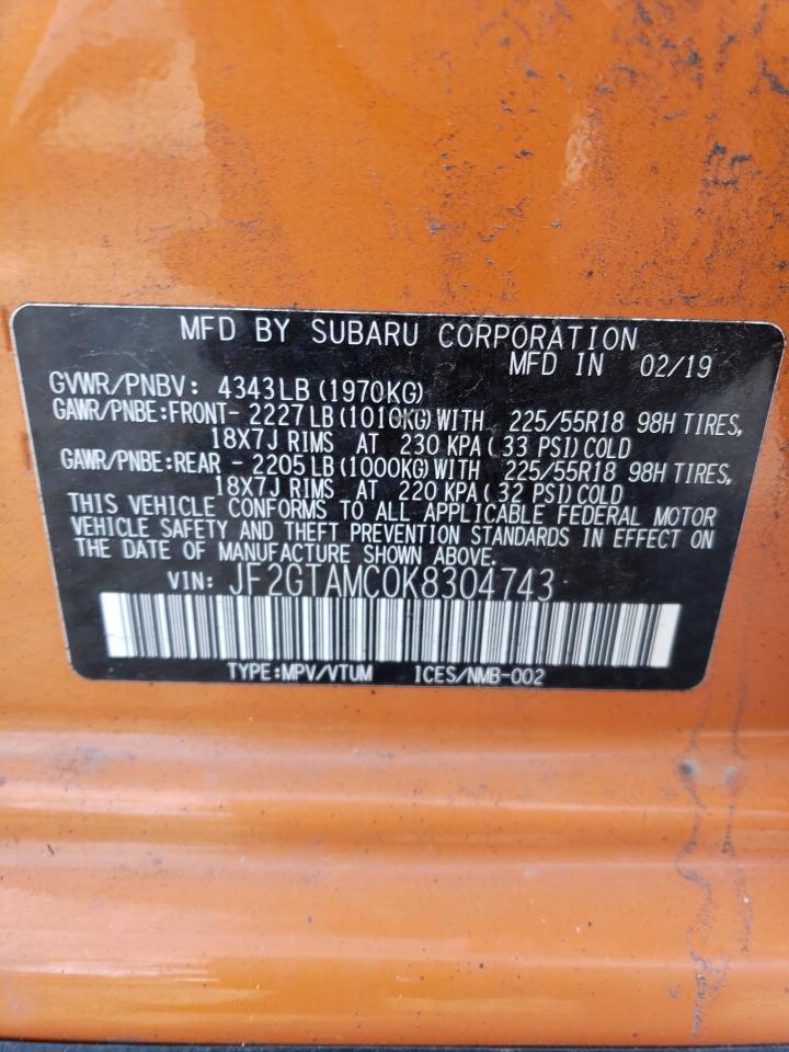 2019 Subaru Crosstrek Limited VIN: JF2GTAMC0K8304743 Lot: 80244595