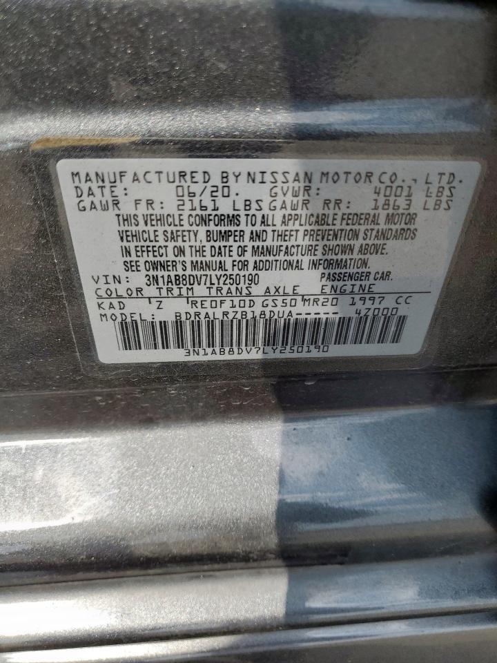 2020 Nissan Sentra Sr VIN: 3N1AB8DV7LY250190 Lot: 84024145