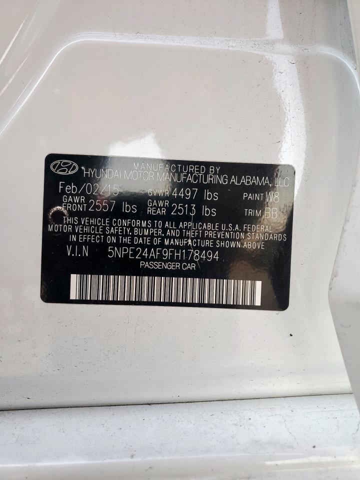 2015 Hyundai Sonata Se VIN: 5NPE24AF9FH178494 Lot: 80381735