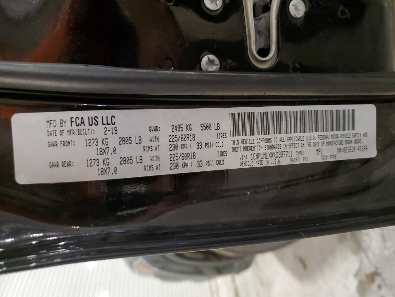 2019 Jeep Cherokee Latitude Plus VIN: 1C4PJMLXXKD397711 Lot: 80371555