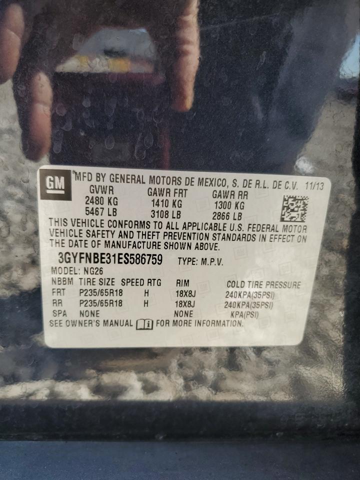 2014 Cadillac Srx Luxury Collection VIN: 3GYFNBE31ES586759 Lot: 80477565