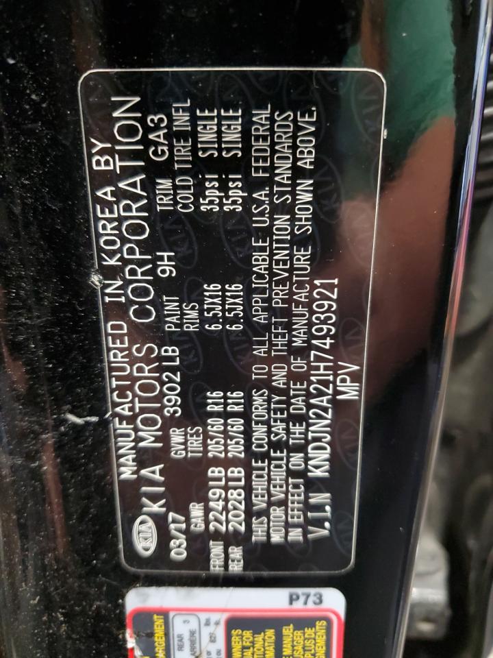 2017 Kia Soul VIN: KNDJN2A21H7493921 Lot: 80735585