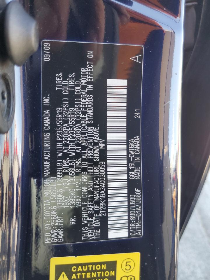 2010 Lexus Rx 350 VIN: 2T2BK1BA3AC030059 Lot: 81520555