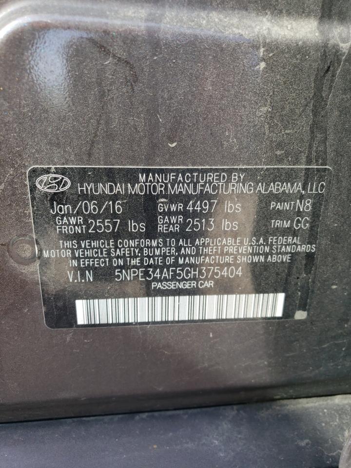 2016 Hyundai Sonata Sport VIN: 5NPE34AF5GH375404 Lot: 80070365