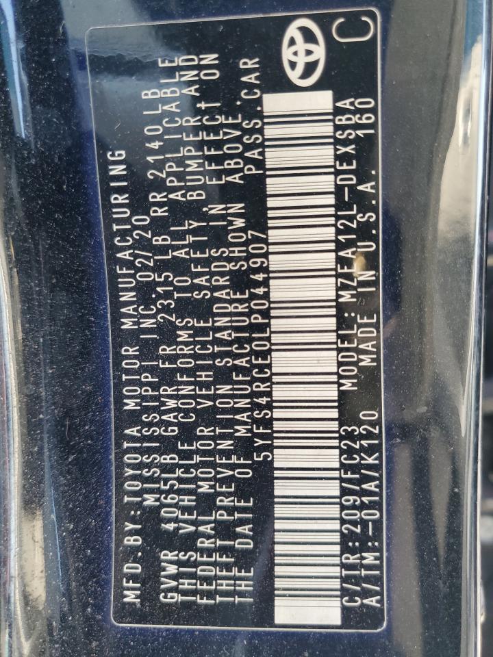 2020 Toyota Corolla Se VIN: 5YFS4RCE0LP044907 Lot: 71155965