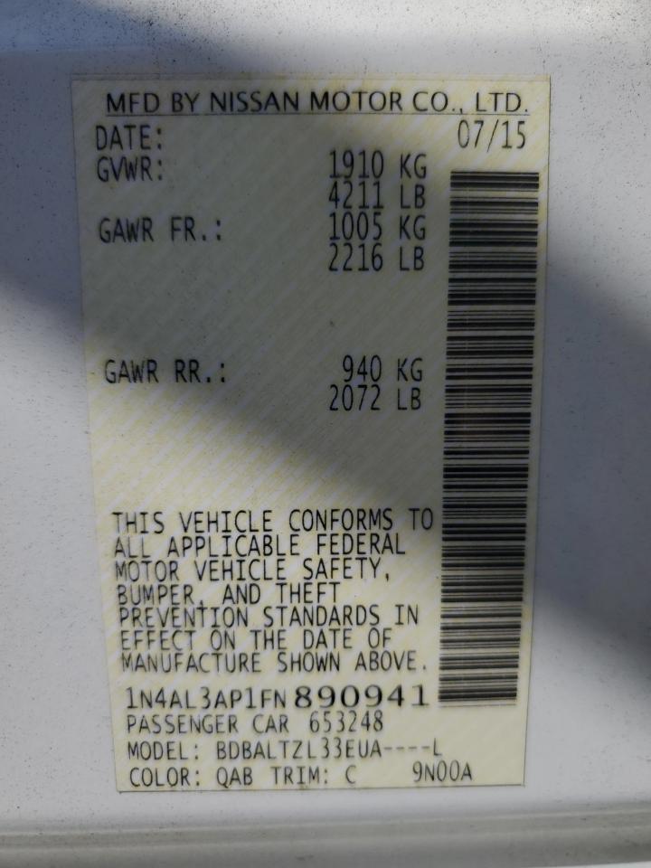 2015 Nissan Altima 2.5 VIN: 1N4AL3AP1FN890941 Lot: 80219305