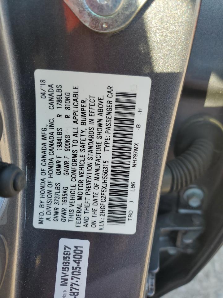 2018 Honda Civic Lx VIN: 2HGFC2F5XJH556315 Lot: 70889475