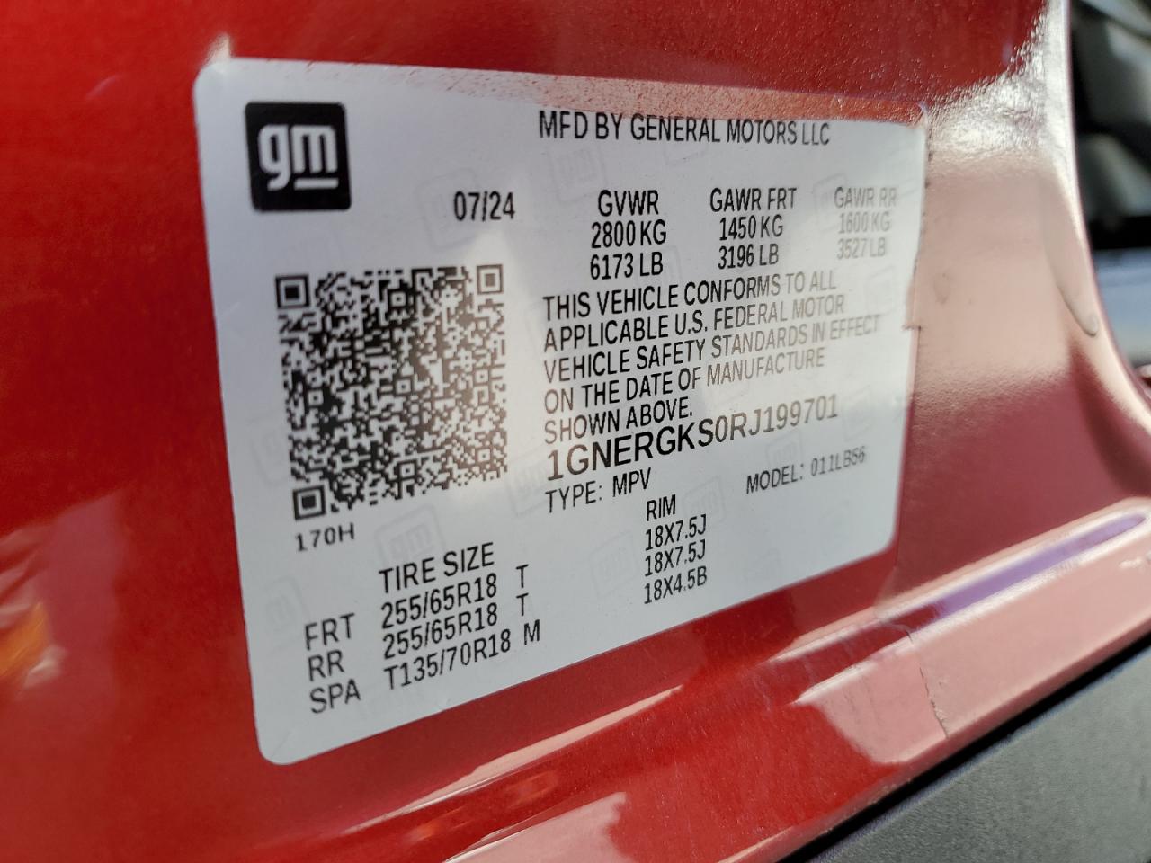 2024 Chevrolet Traverse Lt VIN: 1GNERGKS0RJ199701 Lot: 81542745