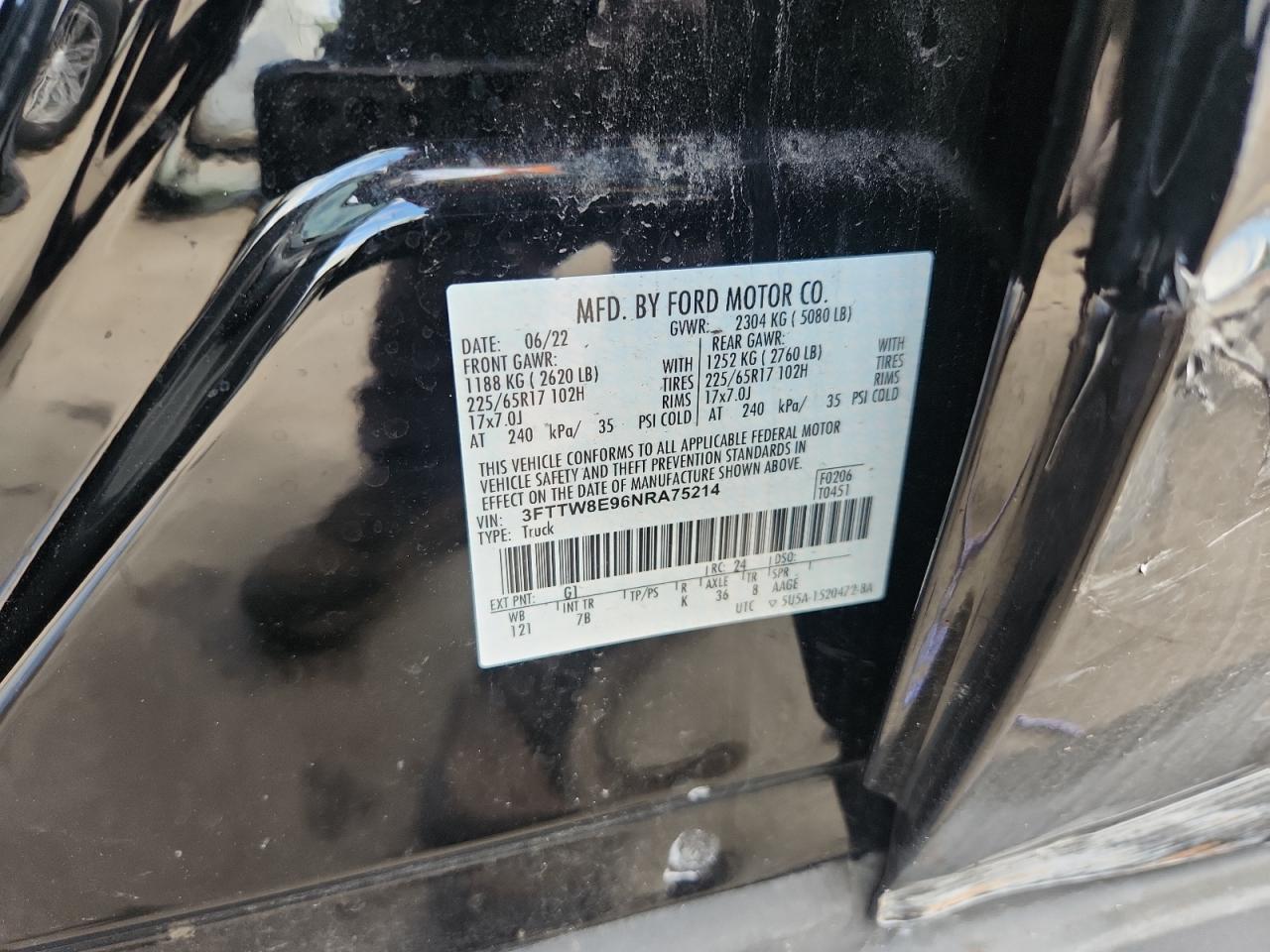 2022 Ford Maverick Xl VIN: 3FTTW8E96NRA75214 Lot: 81927195