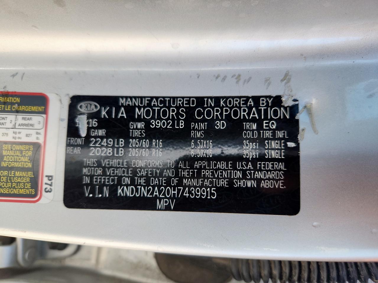 2017 Kia Soul VIN: KNDJN2A20H7439915 Lot: 84523935