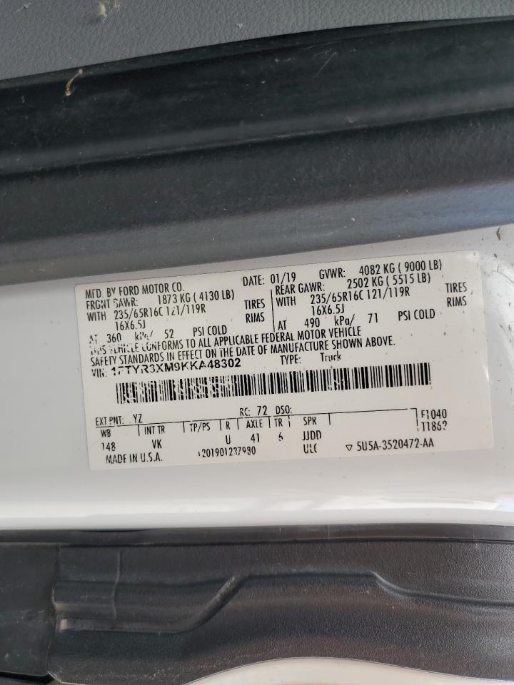 2019 Ford Transit T-250 VIN: 1FTYR3XM9KKA48302 Lot: 81235975