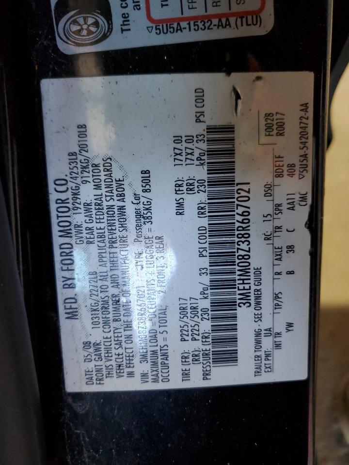 2008 Mercury Milan Premier VIN: 3MEHM08Z38R667021 Lot: 84586005