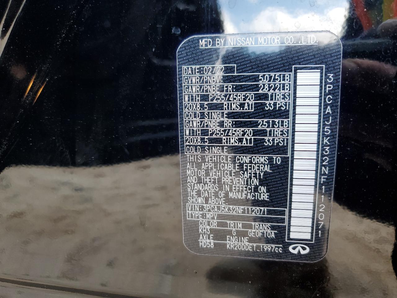 2022 Infiniti Qx55 Essential VIN: 3PCAJ5K32NF112071 Lot: 84414805