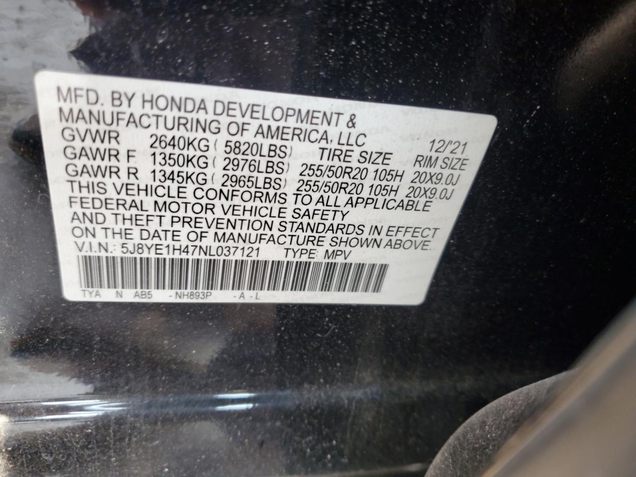 2022 Acura Mdx Technology VIN: 5J8YE1H47NL037121 Lot: 71981255