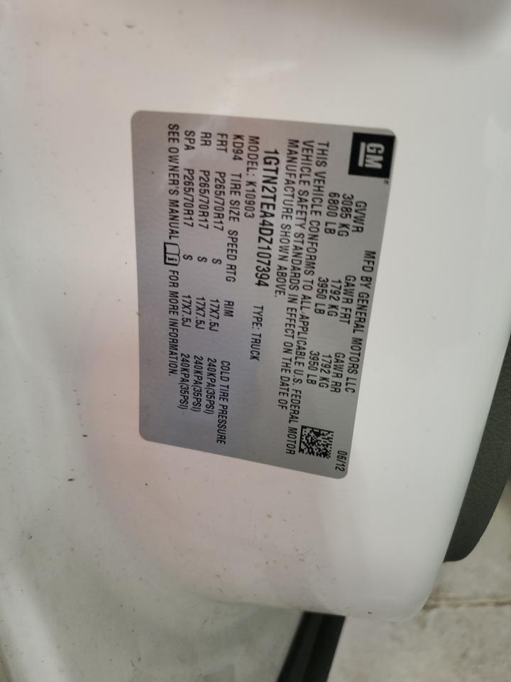 2013 GMC Sierra K1500 VIN: 1GTN2TEA4DZ107394 Lot: 84022645