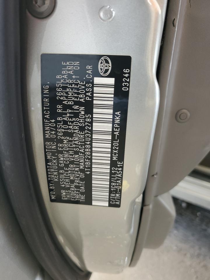 2004 Toyota Avalon Xl VIN: 4T1BF28B84U372785 Lot: 84544625