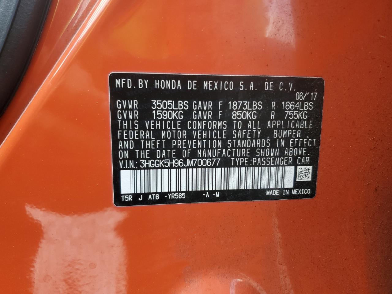 2018 Honda Fit Ex VIN: 3HGGK5H96JM700677 Lot: 80802735