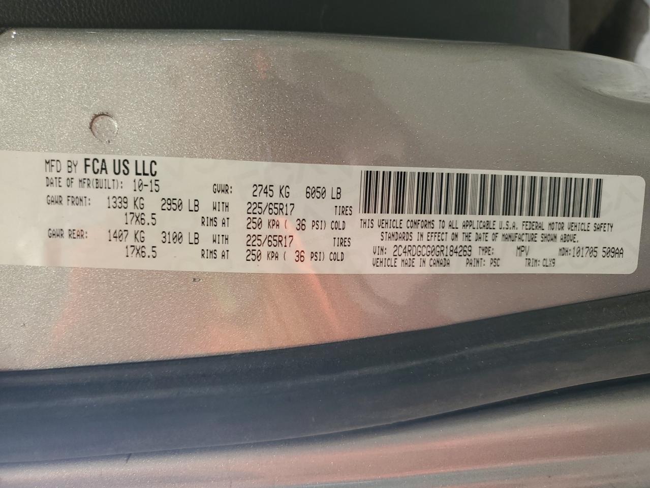 2016 Dodge Grand Caravan Sxt VIN: 2C4RDGCG0GR184269 Lot: 81713455