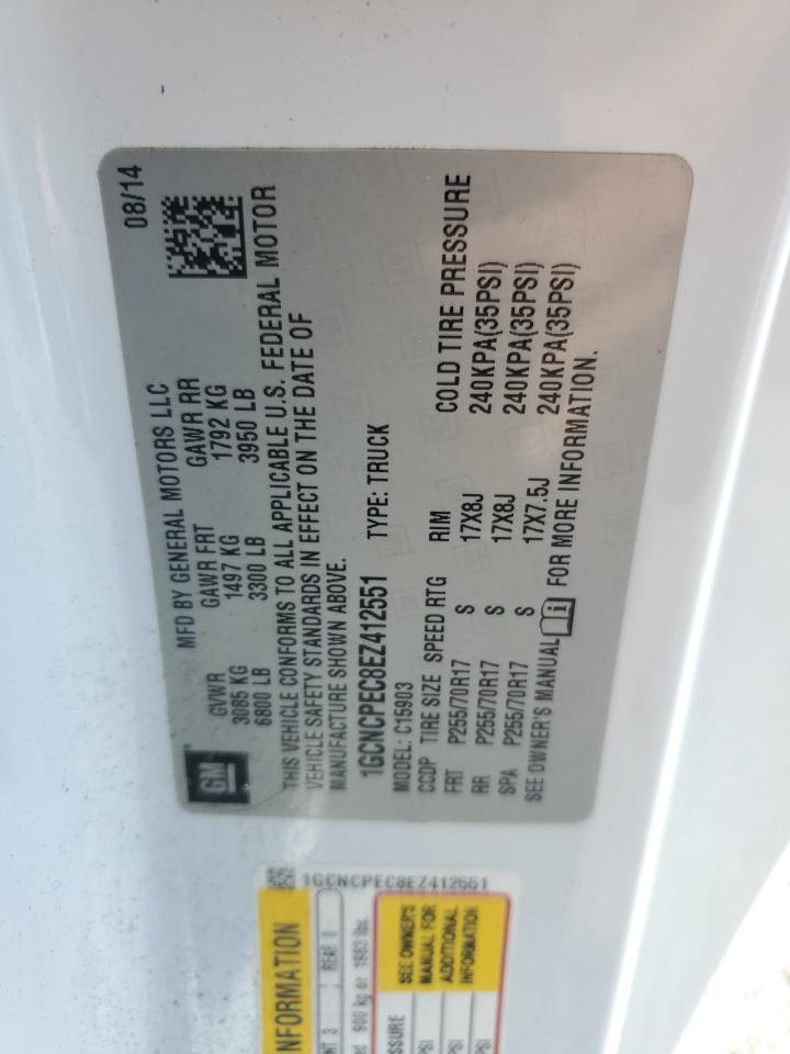 2014 Chevrolet Silverado C1500 VIN: 1GCNCPEC8EZ412551 Lot: 71687765