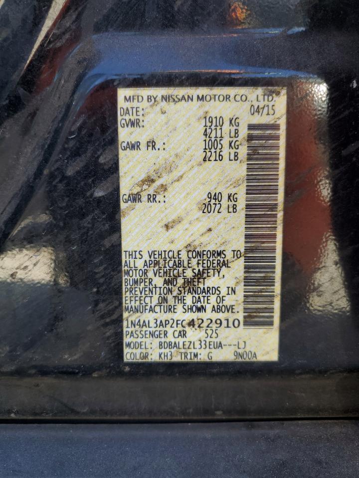 2015 Nissan Altima 2.5 VIN: 1N4AL3AP2FC422910 Lot: 84538905