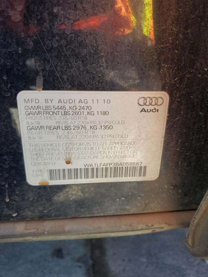 2011 Audi Q5 Premium Plus VIN: WA1LFAFP3BA058567 Lot: 71271885